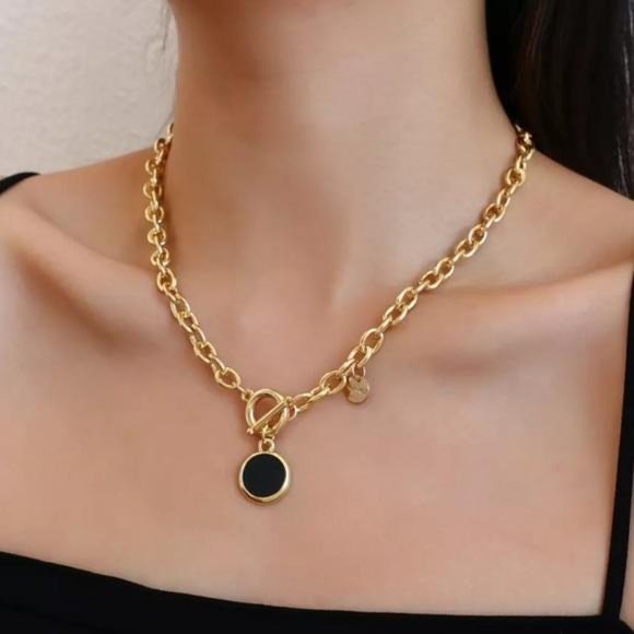 NEW 18K GOLD CHAIN TOGGLE NECKLACE, NICE NECKLACE, CUTE NECKLACE